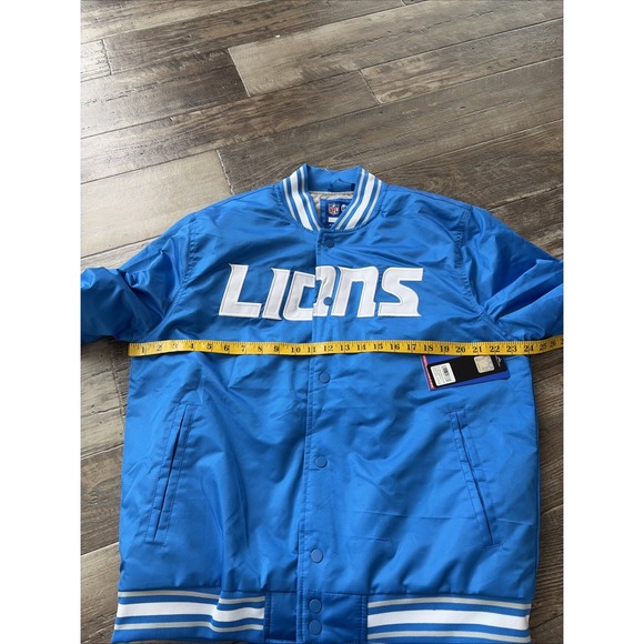 Detroit Lions NFL Quilt Lined Knit Trim Honolulu Blue Varsity Jacket Men's Large - Picture 5 of 8